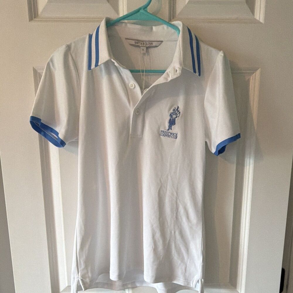 SMITH & QUINN Golf Polo Prestwick Country Club Embroidered White Womens S NWT
